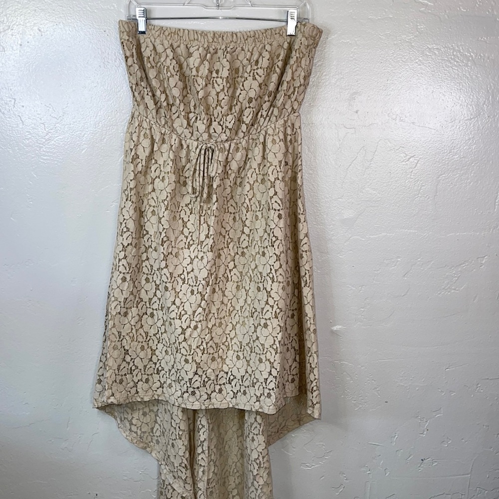 Jesse & J Floral Strpless Lace high low dress